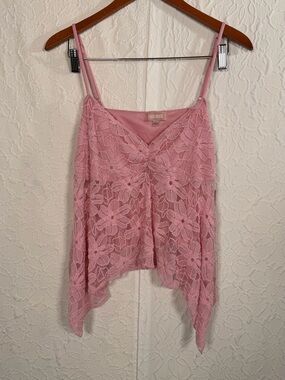 Faded Rose NWT Y2K Fairycore Boho Lace Tank Pink Sz L